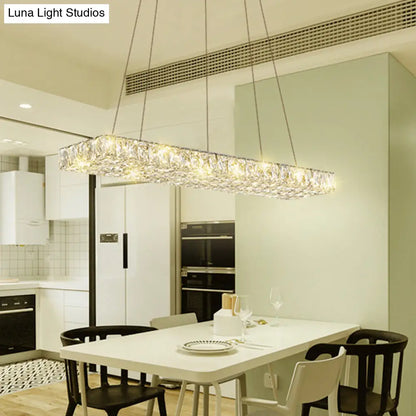 DecorBites™ Rectangular K9 Crystal Ceiling Pendant Light - Contemporary Clear Dining Room Suspension Lamp