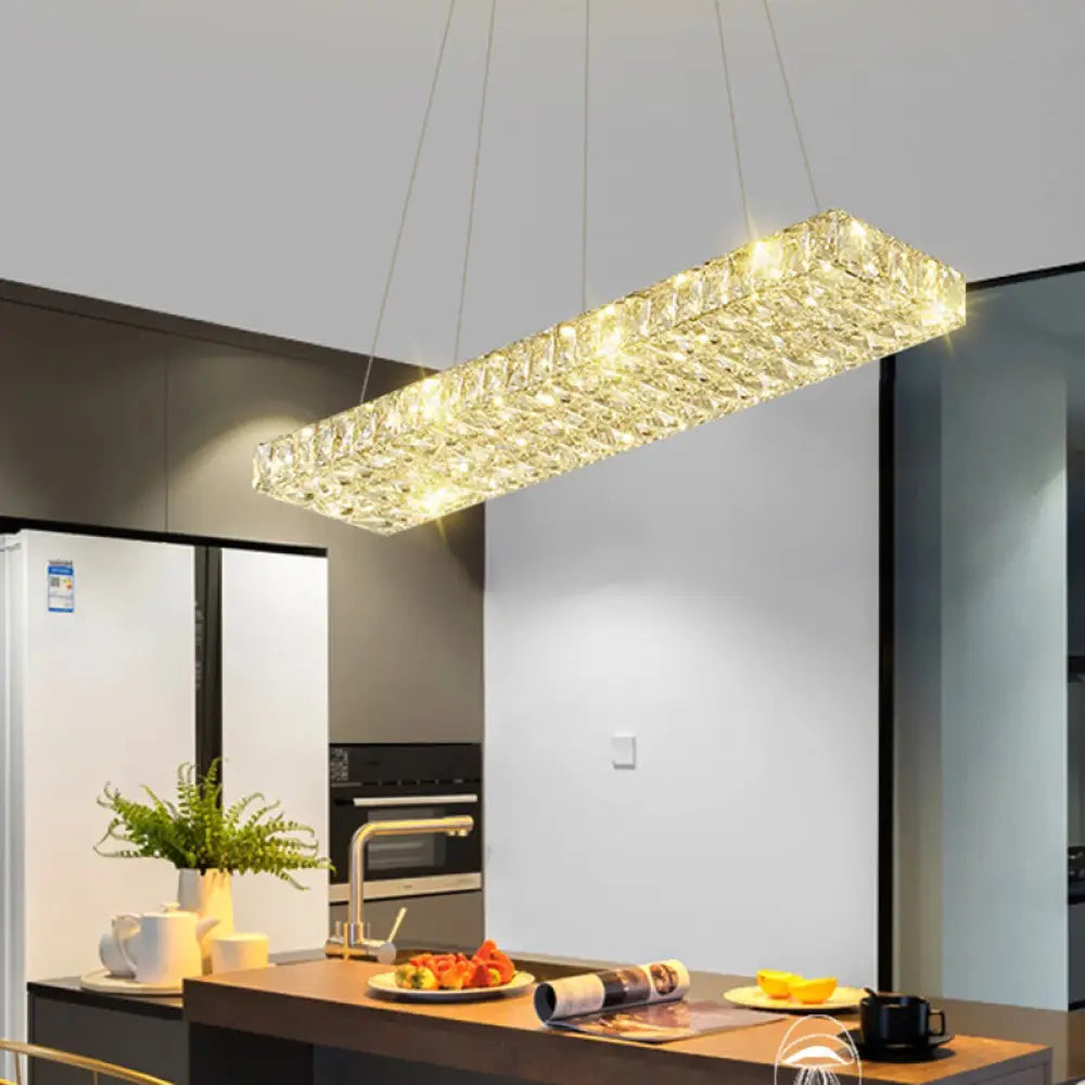 DecorBites™ Rectangular K9 Crystal Ceiling Pendant Light - Contemporary Clear Dining Room Suspension Lamp