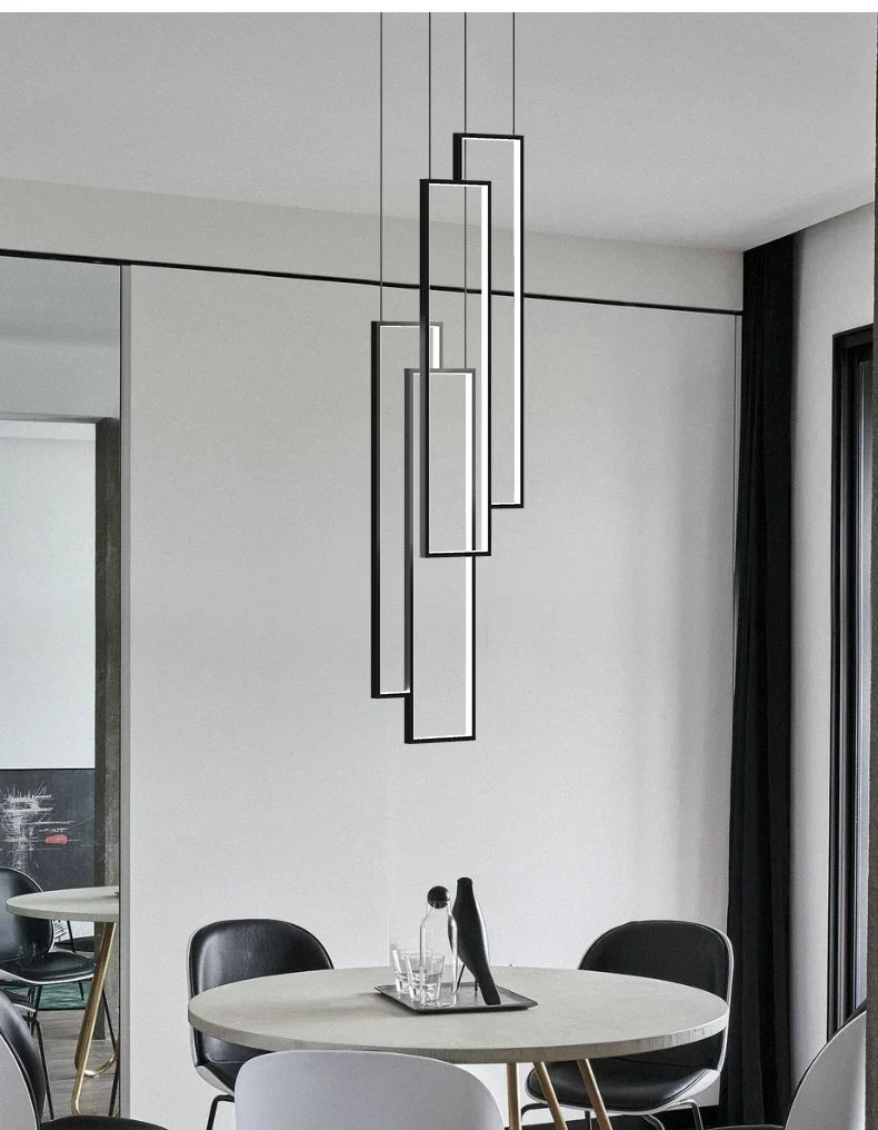 DecorBites™ Rectangular LED Chandelier for Modern Living Spaces