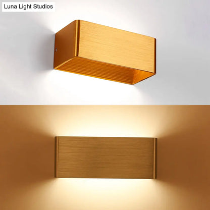 DecorBites™ Rectangular Metal Wall Mounted Lamp - Modernist 8"/12" Wide LED Up & Down Lighting in Gold/Black/White, White/Warm Light