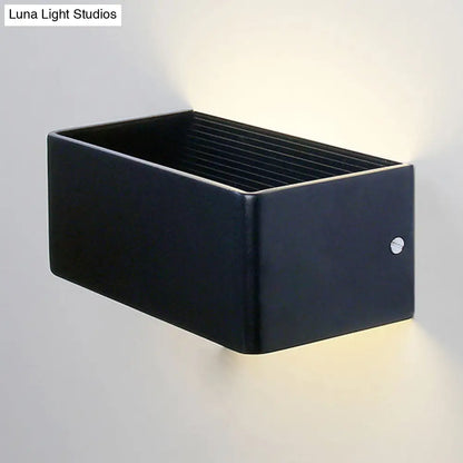 DecorBites™ Rectangular Metal Wall Mounted Lamp - Modernist 8"/12" Wide LED Up & Down Lighting in Gold/Black/White, White/Warm Light