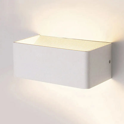 DecorBites™ Rectangular Metal Wall Mounted Lamp - Modernist 8"/12" Wide LED Up & Down Lighting in Gold/Black/White, White/Warm Light