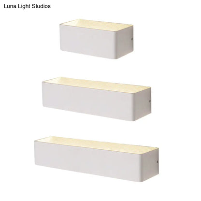 DecorBites™ Rectangular Metal Wall Mounted Lamp - Modernist 8"/12" Wide LED Up & Down Lighting in Gold/Black/White, White/Warm Light