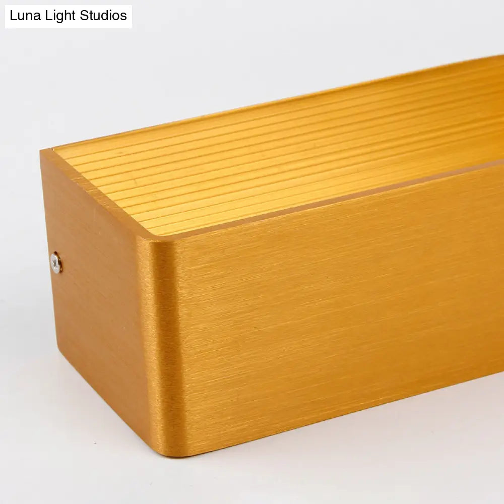 DecorBites™ Rectangular Metal Wall Mounted Lamp - Modernist 8"/12" Wide LED Up & Down Lighting in Gold/Black/White, White/Warm Light