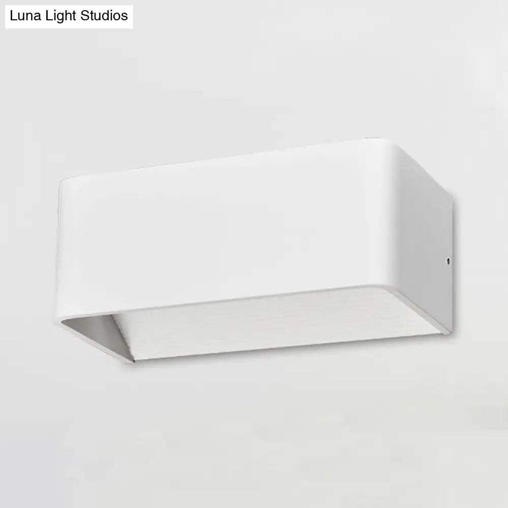 DecorBites™ Rectangular Metal Wall Mounted Lamp - Modernist 8"/12" Wide LED Up & Down Lighting in Gold/Black/White, White/Warm Light