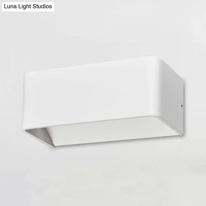 DecorBites™ Rectangular Metal Wall Mounted Lamp - Modernist 8"/12" Wide LED Up & Down Lighting in Gold/Black/White, White/Warm Light