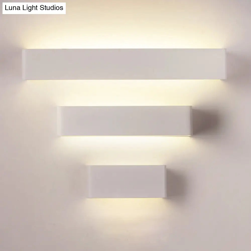 DecorBites™ Rectangular Metal Wall Mounted Lamp - Modernist 8"/12" Wide LED Up & Down Lighting in Gold/Black/White, White/Warm Light