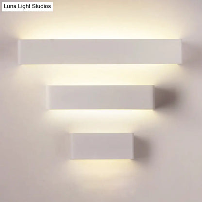 DecorBites™ Rectangular Metal Wall Mounted Lamp - Modernist 8"/12" Wide LED Up & Down Lighting in Gold/Black/White, White/Warm Light