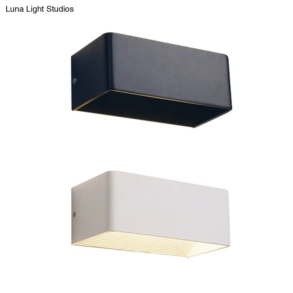 DecorBites™ Rectangular Metal Wall Mounted Lamp - Modernist 8"/12" Wide LED Up & Down Lighting in Gold/Black/White, White/Warm Light