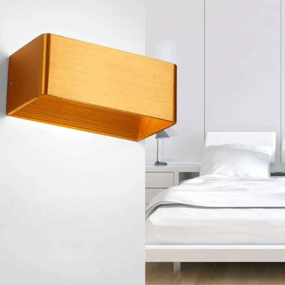 DecorBites™ Rectangular Metal Wall Mounted Lamp - Modernist 8"/12" Wide LED Up & Down Lighting in Gold/Black/White, White/Warm Light