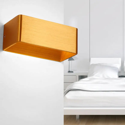 DecorBites™ Rectangular Metal Wall Mounted Lamp - Modernist 8"/12" Wide LED Up & Down Lighting in Gold/Black/White, White/Warm Light