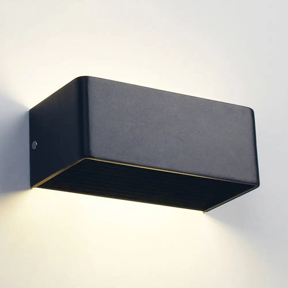 DecorBites™ Rectangular Metal Wall Mounted Lamp - Modernist 8"/12" Wide LED Up & Down Lighting in Gold/Black/White, White/Warm Light