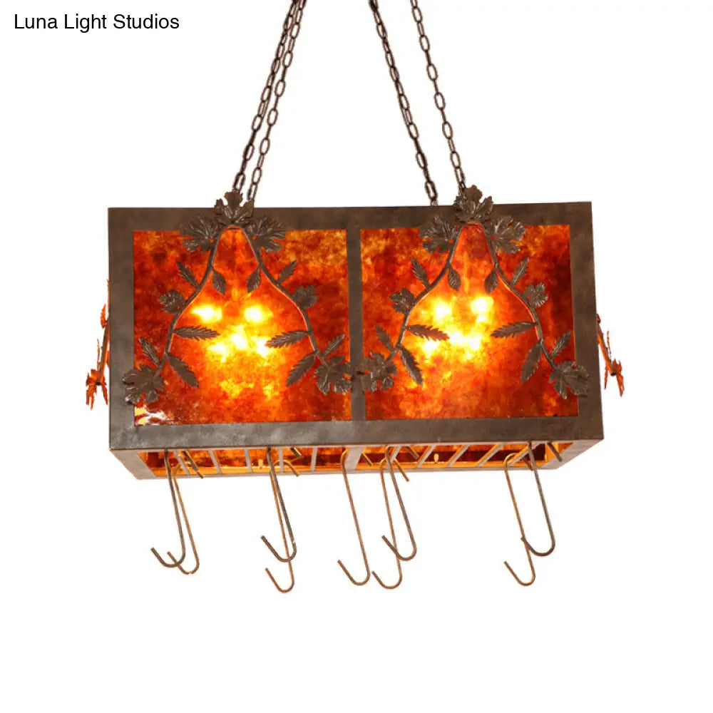 DecorBites™ Rectangular Rustic Metal Island Light with 10 Lights for Dining Room
