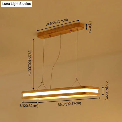 DecorBites™ Rectangular Wood Island Pendant Light - Nordic LED Dining Room Fixture in Beige
