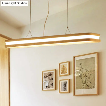 DecorBites™ Rectangular Wood Island Pendant Light - Nordic LED Dining Room Fixture in Beige
