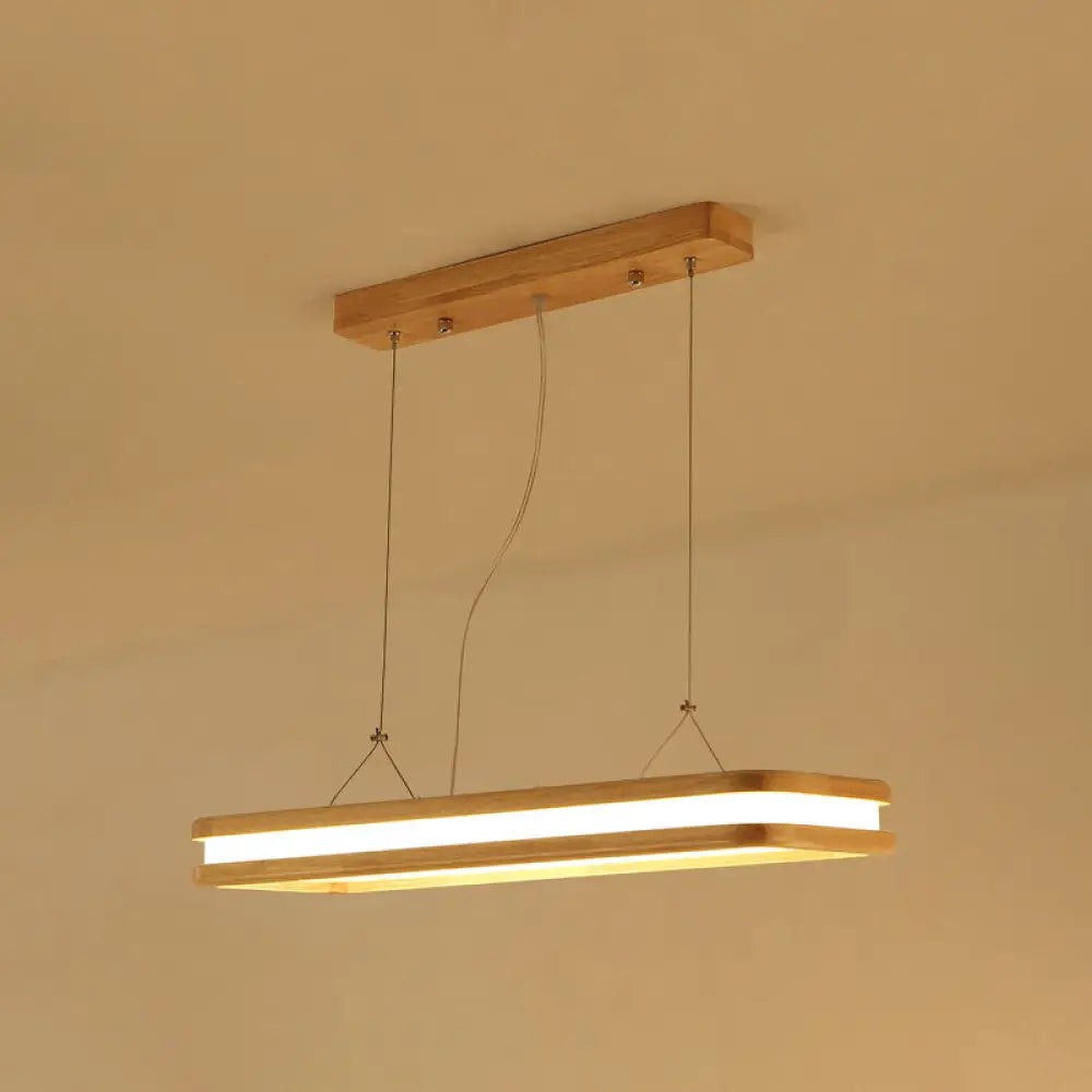 DecorBites™ Rectangular Wood Island Pendant Light - Nordic LED Dining Room Fixture in Beige