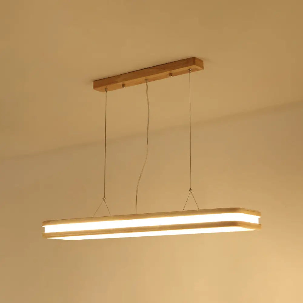DecorBites™ Rectangular Wood Island Pendant Light - Nordic LED Dining Room Fixture in Beige