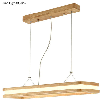 DecorBites™ Rectangular Wood Island Pendant Light - Nordic LED Dining Room Fixture in Beige