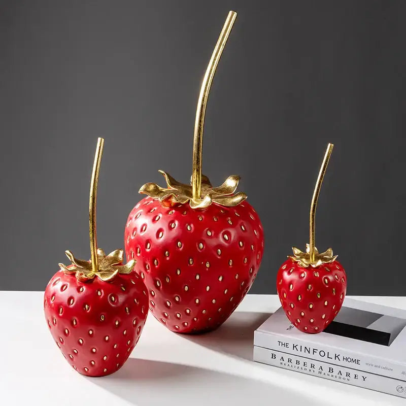 Red and gold strawberry figurine living room home decor
