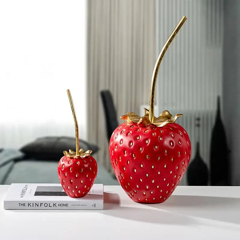 Red and gold strawberry figurine living room home decor