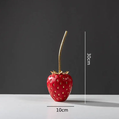 Red and gold strawberry figurine living room home decor