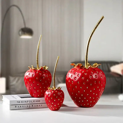 Red and gold strawberry figurine living room home decor