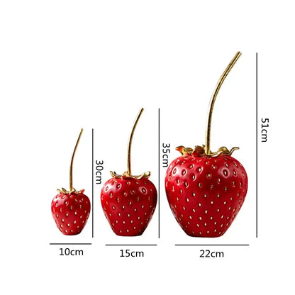 Red and gold strawberry figurine living room home decor