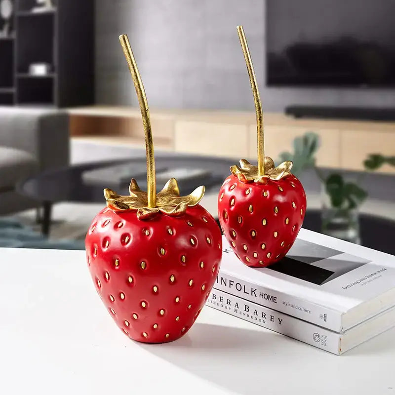 Red and gold strawberry figurine living room home decor
