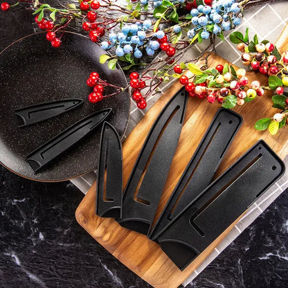 Red and silver striped knife blade protector cover kitchen guard