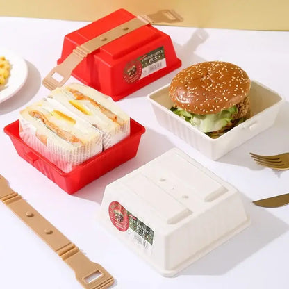 Red and white hamburger bento box set kitchen picnic storage container