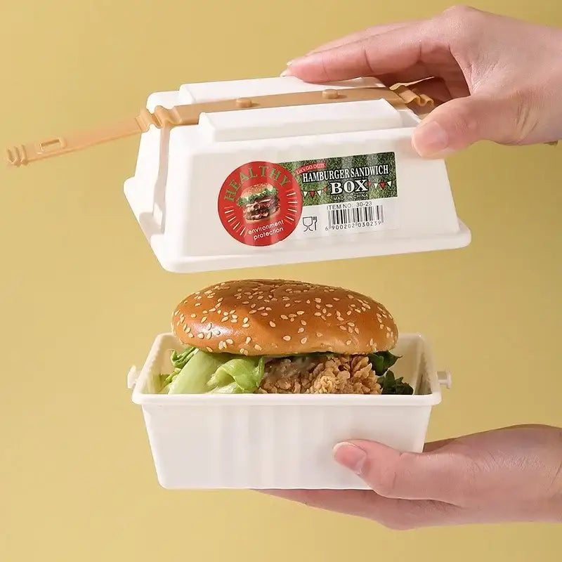 Red and white hamburger bento box set kitchen picnic storage container