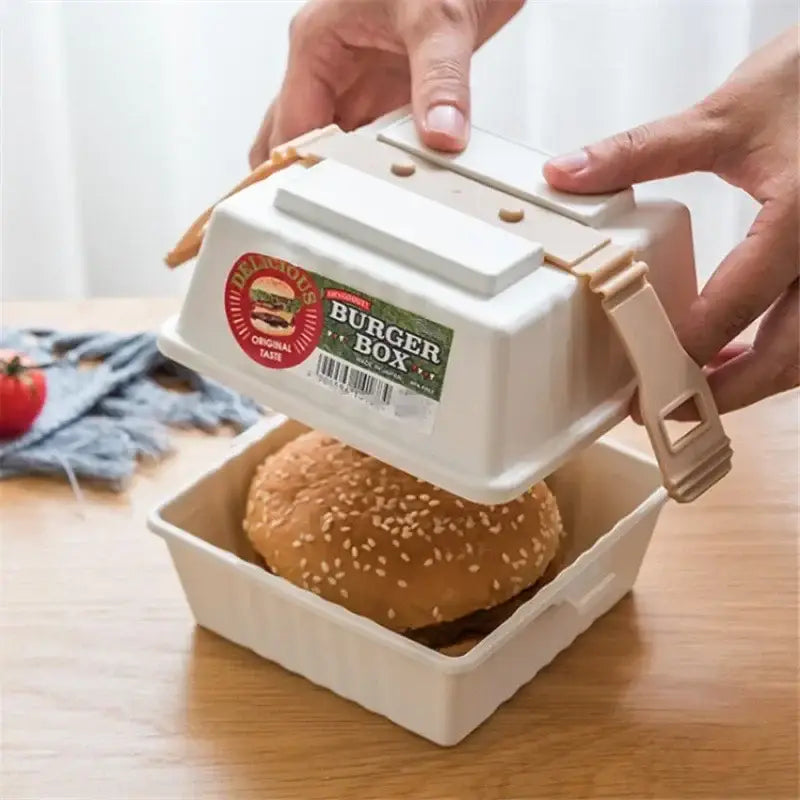 Red and white hamburger bento box set kitchen picnic storage container