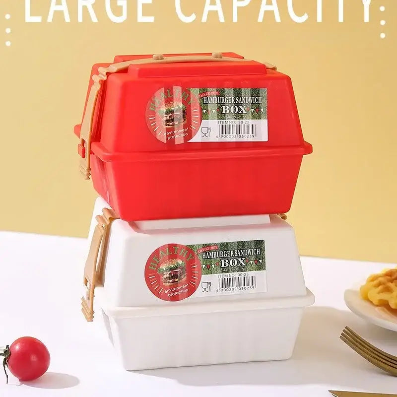 Red and white hamburger bento box set kitchen picnic storage container