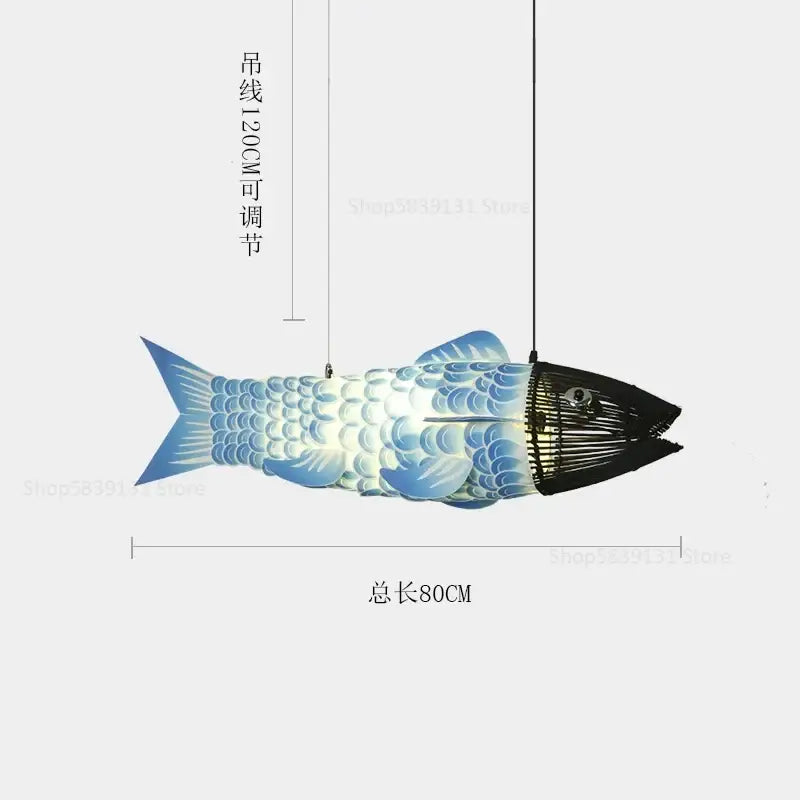 Red bamboo fish pendant light living room chandelier