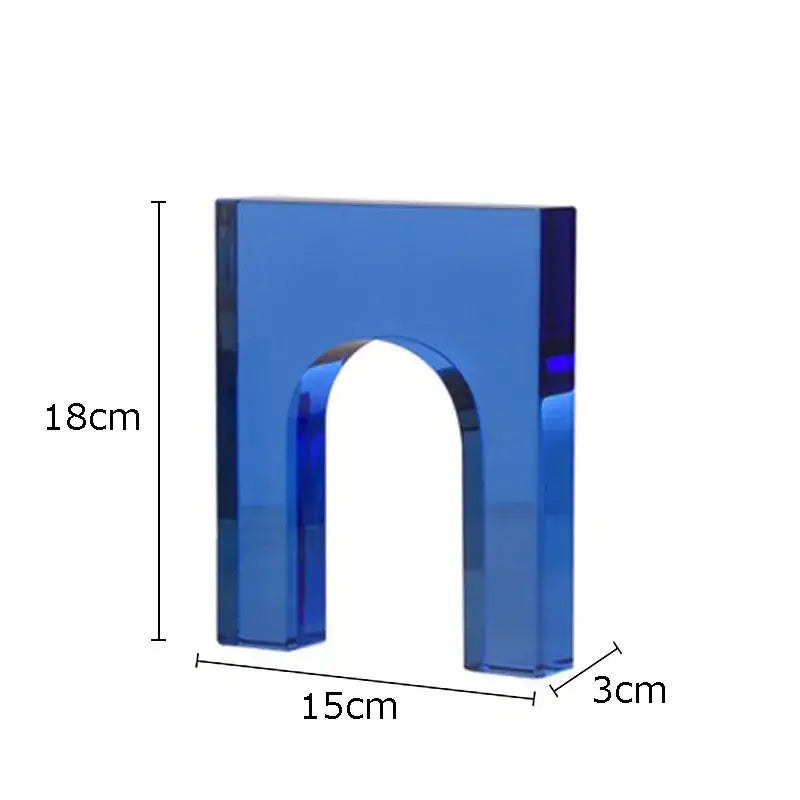 Red & blue geometric crystal arch glass sculpture living room decor