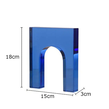 Red & blue geometric crystal arch glass sculpture living room decor