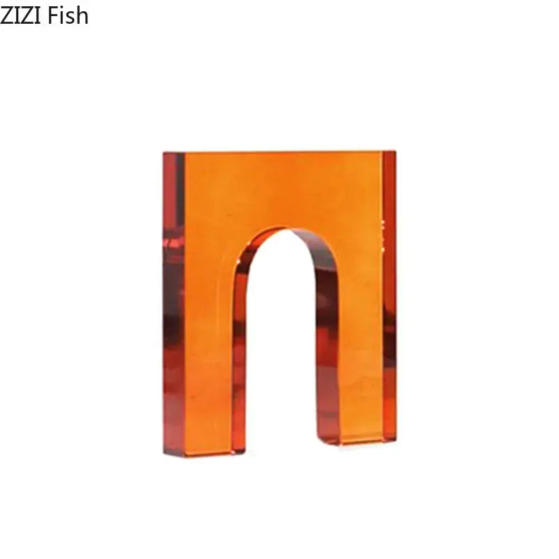 Red & blue geometric crystal arch glass sculpture living room decor