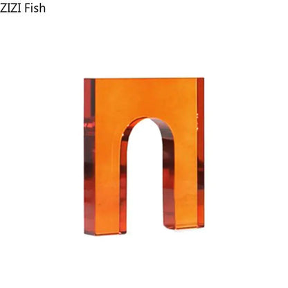 Red & blue geometric crystal arch glass sculpture living room decor