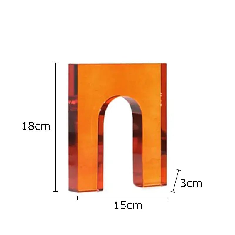Red & blue geometric crystal arch glass sculpture living room decor