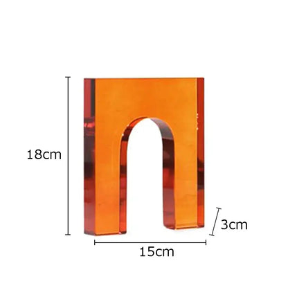 Red & blue geometric crystal arch glass sculpture living room decor