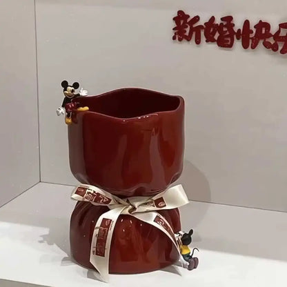 Red bouquet shape ceramic vase living room floral decor