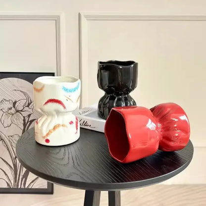 Red bouquet shape ceramic vase living room floral decor