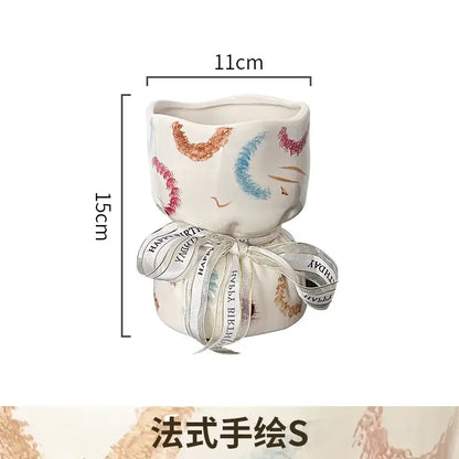 Red bouquet shape ceramic vase living room floral decor