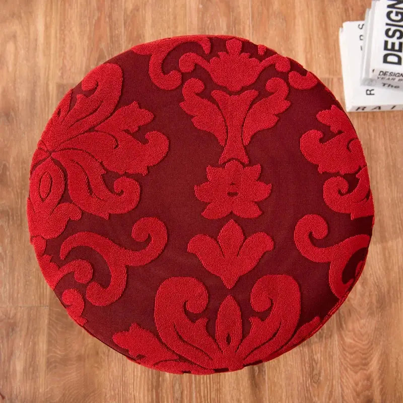 Red embroidered floral jacquard elastic bar chair cover kitchen seat