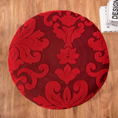 Red embroidered floral jacquard elastic bar chair cover kitchen seat