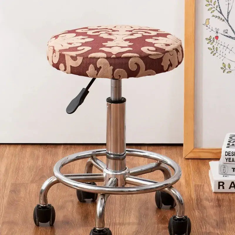 Red embroidered floral jacquard elastic bar chair cover kitchen seat