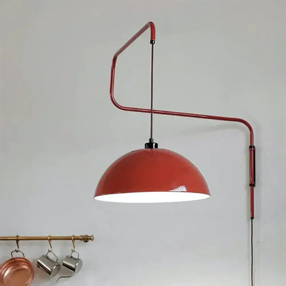 Red enamel dome adjustable pendant light for kitchen island