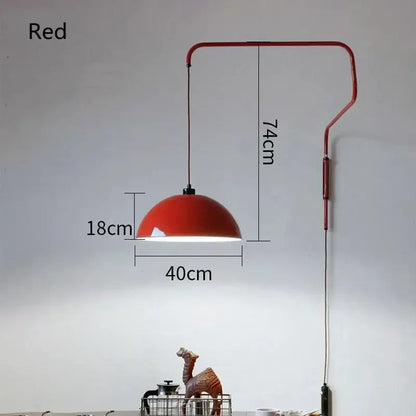 Red enamel dome adjustable pendant light for kitchen island