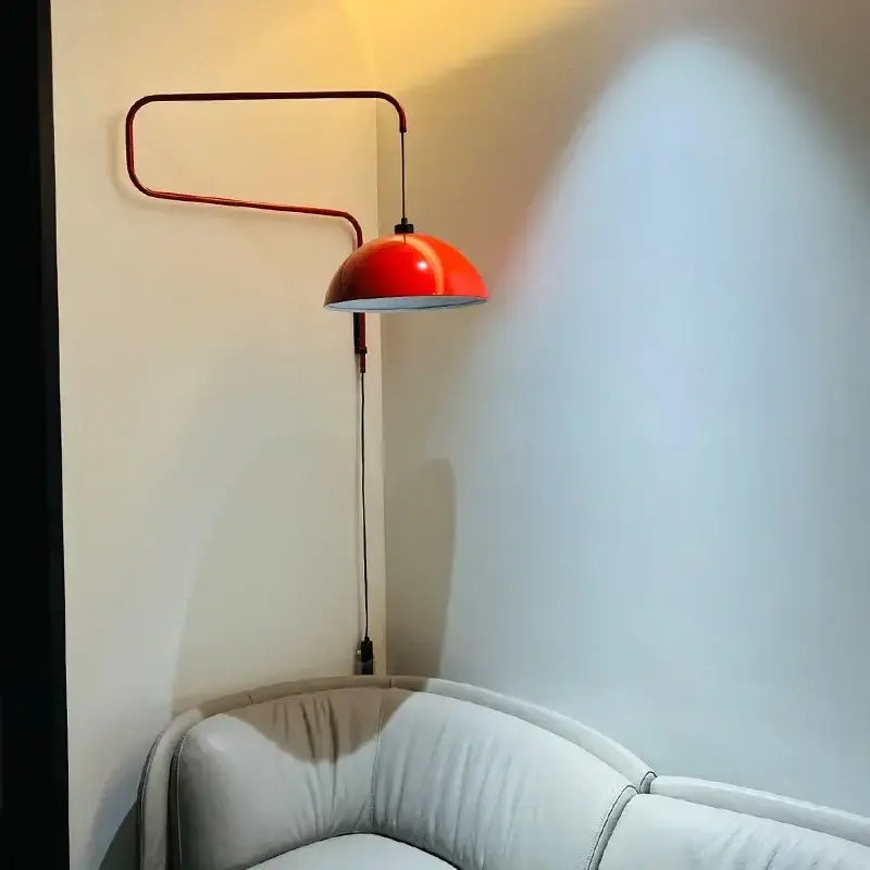Red enamel dome adjustable pendant light for kitchen island