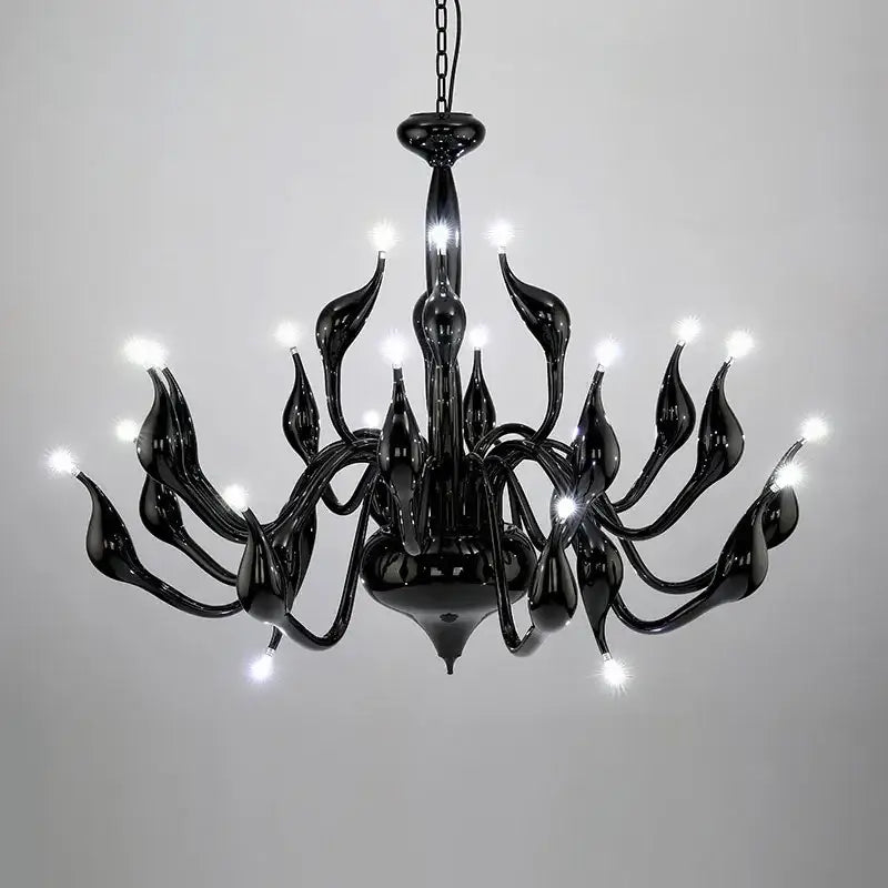 Red glass iron swan pendant lamp living room chandelier